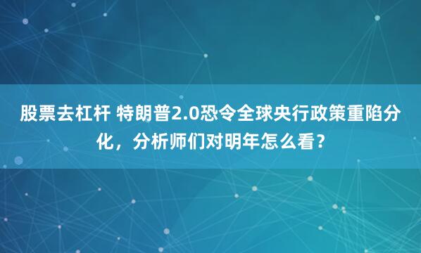 股票去杠杆 特朗普2.0恐令全球央行政策重陷分化，分析师们对明年怎么看？