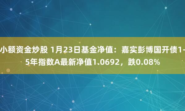 小额资金炒股 1月23日基金净值：嘉实彭博国开债1-5年指数A最新净值1.0692，跌0.08%