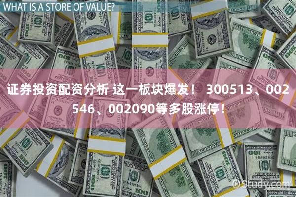 证券投资配资分析 这一板块爆发！ 300513、002546、002090等多股涨停！